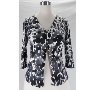 East 5th slim black/white knit cardigan top